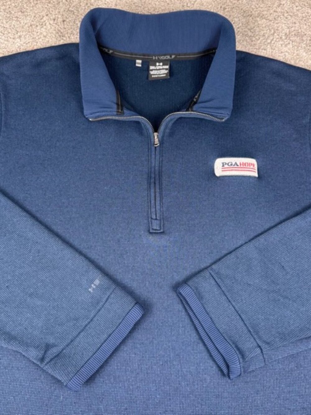 PGA Hope Under Armour Golf Storm 1/4 Zip Pullover Blue Long Sleeve Size 2XL XXL
